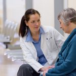 Doctor comforting senior patient