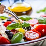 Caprese,Italian,Or,Mediterranean,Salad.,Tomato,Mozzarella,Basil,Leaves,Black