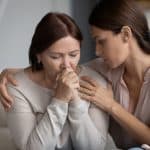 Caring,Adult,Daughter,Comforting,Soothing,Sad,Middle,Aged,Mother,,Holding